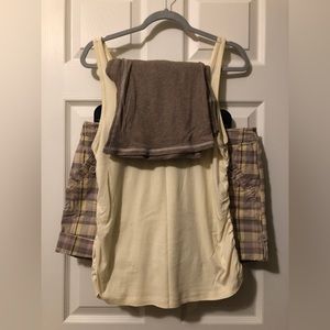 3 Piece Outfit with H&M roll up Shorts, LOFT Tank Top & GAP Long Sleeve